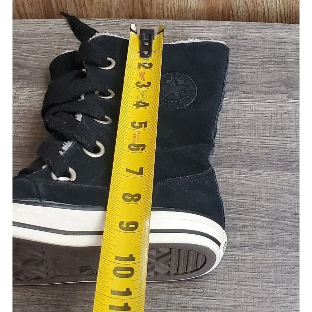 Converse Chuck Taylor All-Star Beverly Black Suede Lace-up Shoes‎ Size 1.5